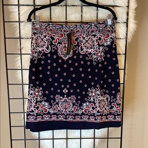 Navy Blue Paisley Skirt
